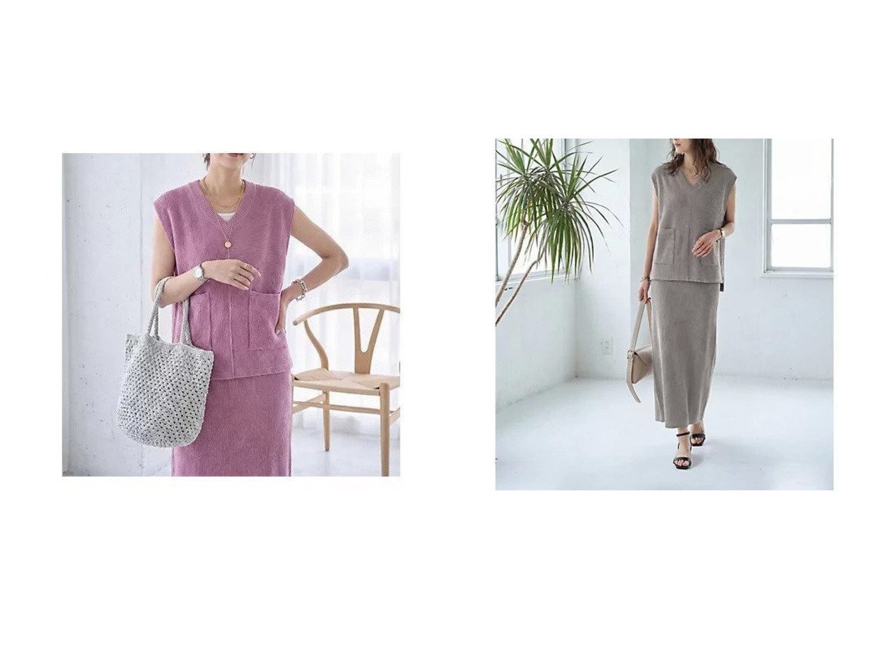 【涼やかな立体感素材で魅せるカットソーセットアップが叶える上品で快適な夏スタイル】STYLE DELI(スタイルデリ)通販 おすすめ人気トレンドファッション通販アイテム インテリア・キッズ・メンズ・レディースファッション・服の通販 founy(ファニー) 　ファッション　Fashion　レディースファッション　Fashion for Women　トップス・カットソー　Cut & Sew Tops　カットソー・ベーシックTシャツ　Cut-and-Sewn Tops / Stretch Tees & Basics　インナー　Innerwear　カットソー　Cut and Sewn Top　キャミソール　Camisole, Spaghetti Strap Top　グラデーション　Gradient, Ombre　ストライプ　Stripe, Striped Pattern　スリット　Slit, Slit Detail　セットアップ　Set-Up, Coordinated Outfit　タンク　Tank Top, Sleeveless Top　ノースリーブ　Sleeveless, No-Sleeve　パープル　Purple, Violet　フォルム　Silhouette, Form　フリル　Frill, Ruffle　フロント　Front, Front Design　ベスト　Vest, Waistcoat　ポケット　Pocket, Pocket Detail　半袖　Short Sleeve, Half Sleeve　ミックス　Mix, Mixed Style　夏　Summer　パープル系　Purple　グレー系　Gray　|ID:crp329100000228154