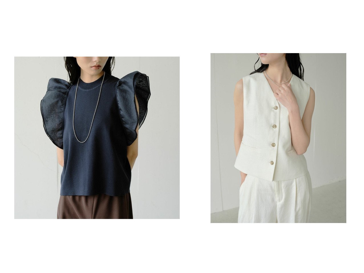 40代50代からの婦人服　異素材の軽やかさと上質リネンで魅せる涼やかで華やかな大人の洗練スタイル ドゥクラッセ(DoCLASSE) KEY ITEMS | 大人のトレンド・ルック インテリア・キッズ・メンズ・レディースファッション・服の通販 founy(ファニー) 　ファッション　Fashion　レディースファッション　Fashion for Women　トップス・カットソー　Cut & Sew Tops　ニット　Knit Tops & Sweaters　アウター　Coat / Outerwear Collection　レディースジャケット・軽アウター　Jackets　新作・新入荷　New Arrivals / New In　シアー　Sheer, See-Through　フリル　Frill, Ruffle　リネン　Linen, Linen Fabric　ブルー系　Blue　ブラック系　Black　ホワイト系　White　イエロー系　Yellow　|ID:crp329100000228163