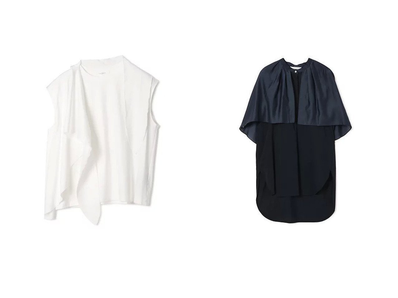 透け感とドレープが映える軽やかな素材で魅せる上品な大人のブラウススタイル プレインピープル(PLAIN PEOPLE) おすすめ人気トレンドファッション通販アイテム インテリア・キッズ・メンズ・レディースファッション・服の通販 founy(ファニー) 　ファッション　Fashion　レディースファッション　Fashion for Women　トップス・カットソー　Cut & Sew Tops　シャツ・ブラウス・オフィスカジュアル　Elegant Blouses & Button-Ups　スカーフ　Scarf, Neckwear　洗える　Machine Washable　秋　Autumn　おすすめ　Recommended / Our Picks　オーガンジー　Organza Fabric　ドッキング　Docking, Mixed Material　ノースリーブ　Sleeveless, No-Sleeve　バランス　Balance, Style Balance　ブラック系　Black　ホワイト系　White　|ID:crp329100000228176