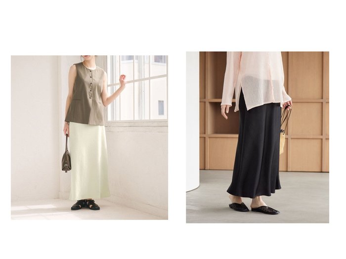 しなやかなドレープとマーメイドラインで上品に映える軽やかなサテンフレアスカート ビューティアンドユース ユナイテッドアローズ(BEAUTY&YOUTH UNITED ARROWS) おすすめ人気トレンドファッション通販アイテム 人気、トレンドファッション・服の通販 founy(ファニー) ファッション Fashion レディースファッション Fashion for Women スカート Skirts Aライン・フレアスカート A-Line & Flared Skirts サテン Satin, Glossy Fabric スニーカー Sneakers, Trainers ドレープ Drape, Draping Fabric フェミニン Feminine, Girly フレア Flare, Flared マーメイド Mermaid, Fishtail Silhouette リネン Linen, Linen Fabric リラックス Relax, Relaxed Fit エレガント 上品 Elegant |ID:crp329100000228179