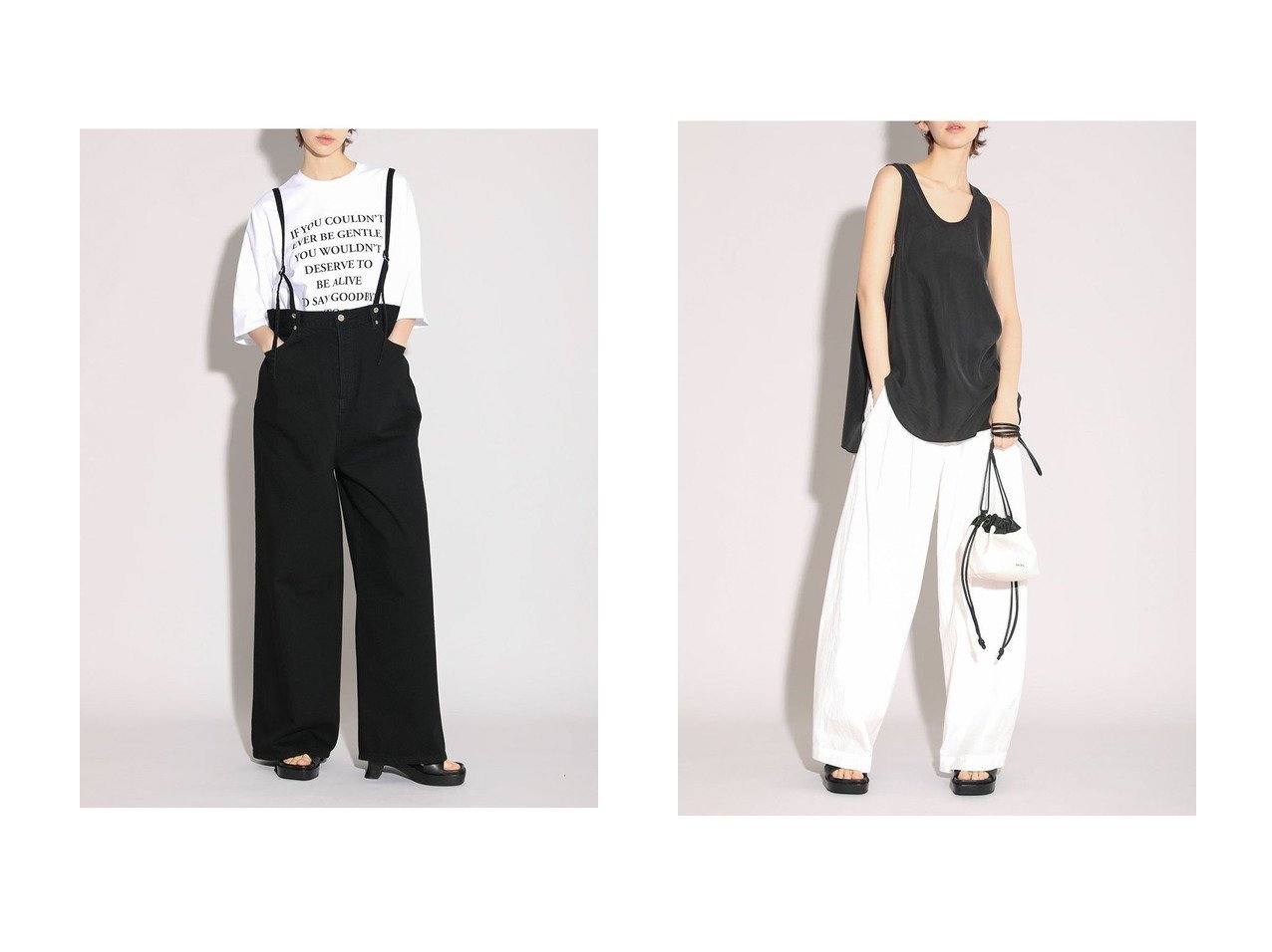 【上質なシルクが魅せる万能タンクトップと表情豊かな2WAYデニムオールインワン】SACRA(サクラ) KEY ITEMS | 大人のトレンド・ルック インテリア・キッズ・メンズ・レディースファッション・服の通販 founy(ファニー) 　ファッション　Fashion　レディースファッション　Fashion for Women　パンツ　Pants & Trousers　トップス・カットソー　Cut & Sew Tops　キャミソール&ノースリーブ　Camisoles & Sleeveless Tops　シャツ・ブラウス・オフィスカジュアル　Elegant Blouses & Button-Ups　ウォッシュ　Washed Finish　サロペット　Overalls, Salopette　デニム　Denim, Jeans Material　バランス　Balance, Style Balance　フロント　Front, Front Design　モダン　Modern, Contemporary　ラップ　Wrap, Wrap Design　ワイド　Wide, Wide Fit　ヴィンテージ　Vintage Style　新作・新入荷　New Arrivals / New In　ブラック系　Black　|ID:crp329100000228187