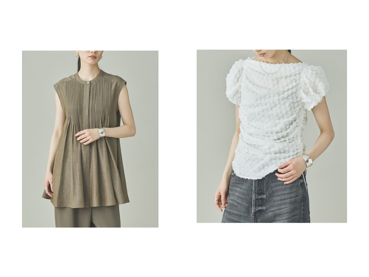 贅沢なタックと表情豊かなギャザーが装いを彩る洗練ブラウス Curensology(カレンソロジー) KEY ITEMS | 大人のトレンド・ルック インテリア・キッズ・メンズ・レディースファッション・服の通販 founy(ファニー) 　ファッション　Fashion　レディースファッション　Fashion for Women　トップス・カットソー　Cut & Sew Tops　シャツ・ブラウス・オフィスカジュアル　Elegant Blouses & Button-Ups　おすすめ　Recommended / Our Picks　カッティング　Cutting Detail　シャンブレー　Chambray, Denim-Like Fabric　ショート　Short, Short Length　スリーブ　Sleeve, Long Sleeve / Short Sleeve　フレア　Flare, Flared　ボトム　Bottoms, Lower Wear　ワイド　Wide, Wide Fit　エレガント 上品　Elegant　新作・新入荷　New Arrivals / New In　グリーン系　Green　ブルー系　Blue　ホワイト系　White　ブラック系　Black　|ID:crp329100000228202