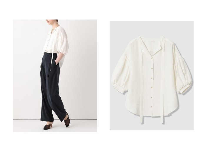 女性らしさを引き立てるシャセパフスリーブブラウス allureville(アルアバイル) KEY ITEMS | 大人のトレンド・ルック 大人の最旬トレンドファッション＆コーディネート founy(ファウニー) ファッション Fashion レディースファッション Fashion for Women トップス・カットソー Cut & Sew Tops シャツ・ブラウス・オフィスカジュアル Elegant Blouses & Button-Ups ショート Short, Short Length スリーブ Sleeve, Long Sleeve / Short Sleeve デニム Denim, Jeans Material エレガント 上品 Elegant 新作・新入荷 New Arrivals / New In |ID:crp329100000228243