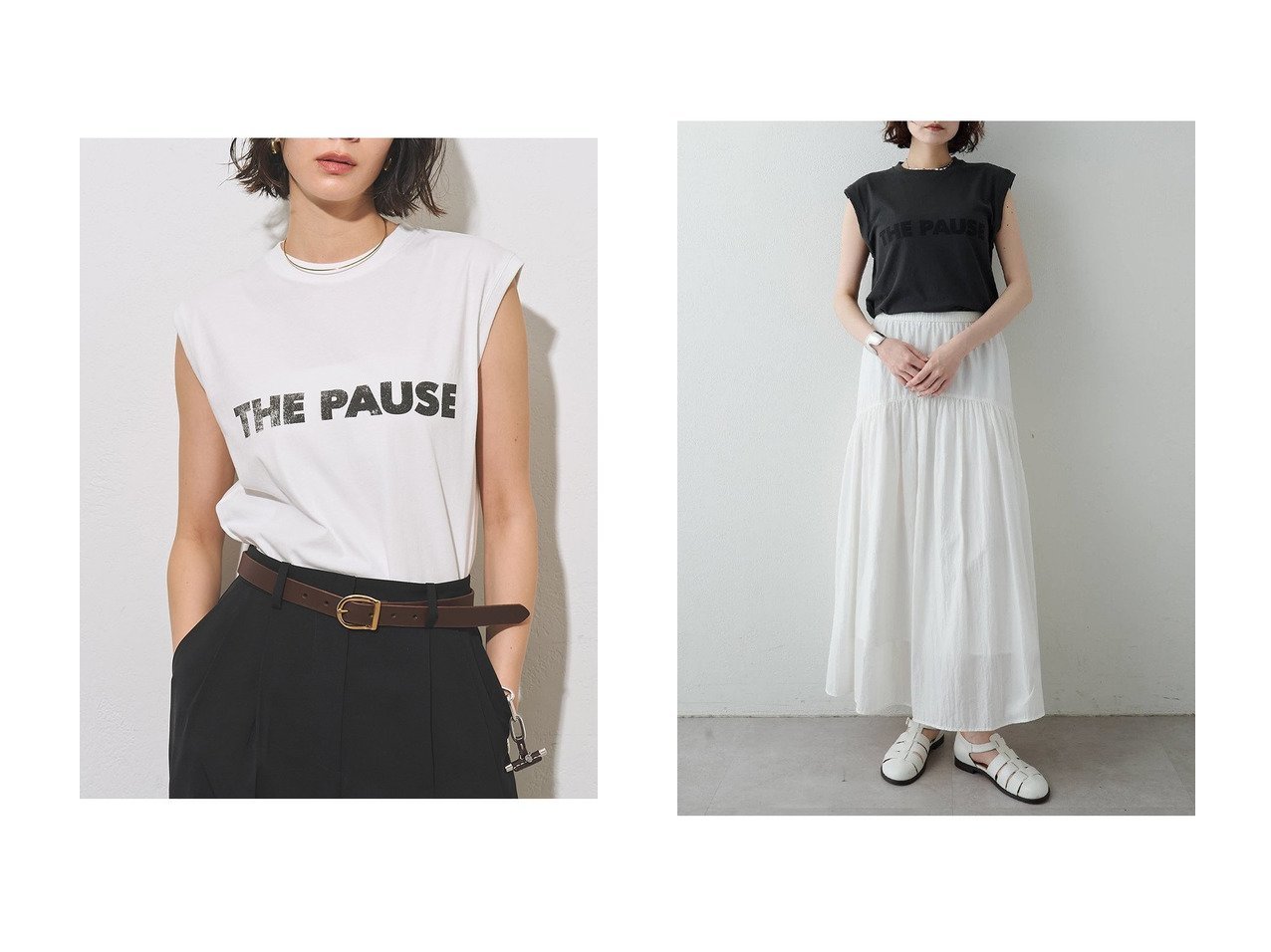 都会的な「かすれプリント」が日常をクラスアップ。二の腕を美しく見せるTHE PAUSEのロゴノースリーブTシャツ Whim Gazette(ウィムガゼット)|ID:crp329100000228513