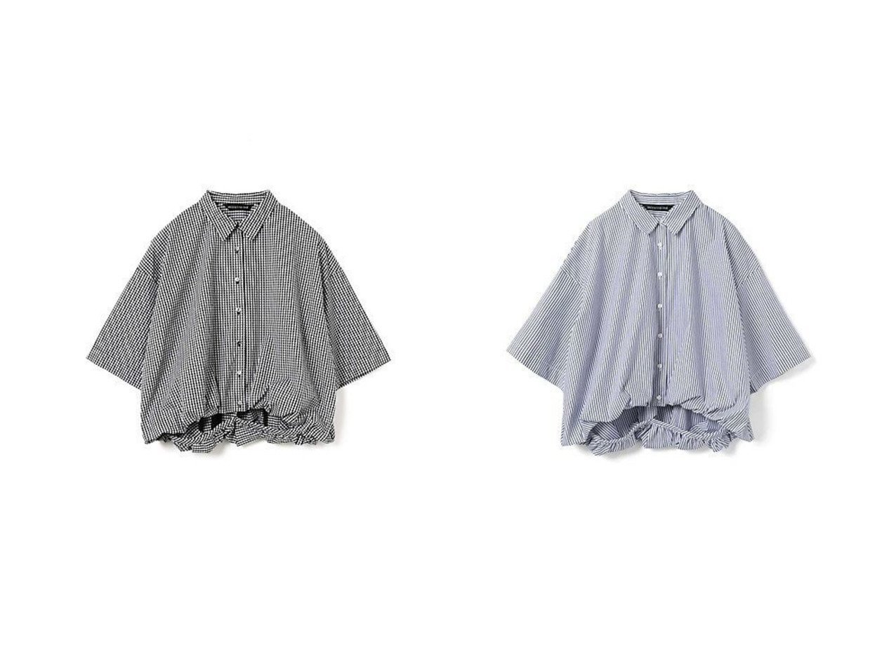 爽やかな柄が日常を美しく格上げする、ふんわりとした裾のシルエットが印象的な大人のバルーンシャツ mizuiro ind(ミズイロ インド)|ID:crp329100000228552