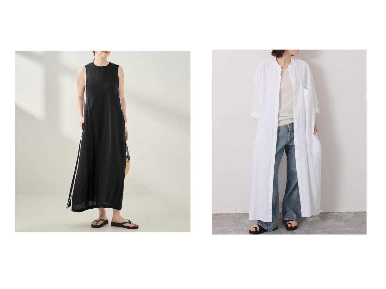 上質なリネンの風合いと洗練されたサイドラインが織りなす大人の贅沢なワンピーススタイル journal standard luxe(ジャーナルスタンダード ラックス)  L'essage(レサージュ)|ID:crp329100000228634